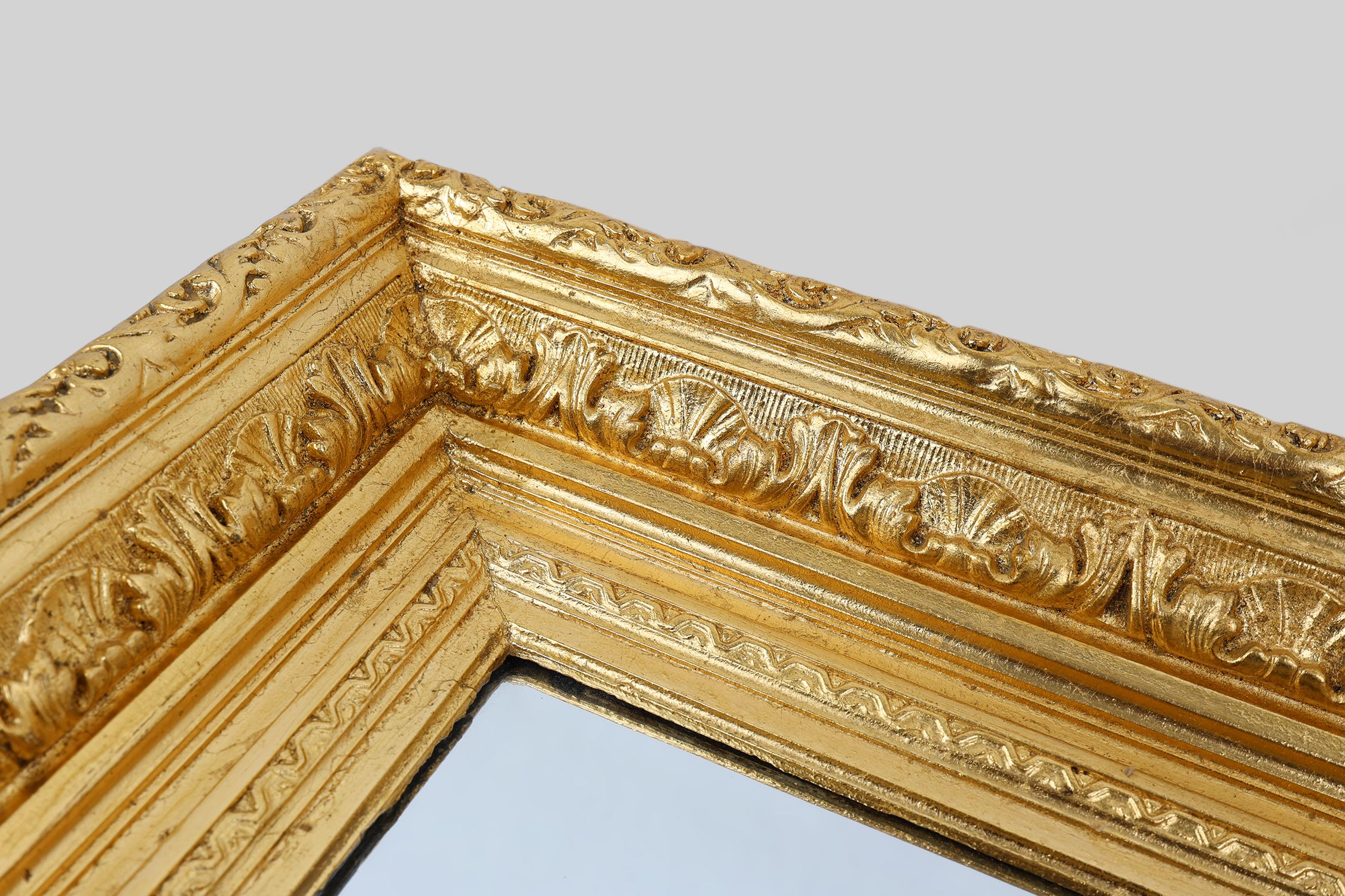 Baroque gilt facet cut wall mirror in wood, France 1850thumbnail